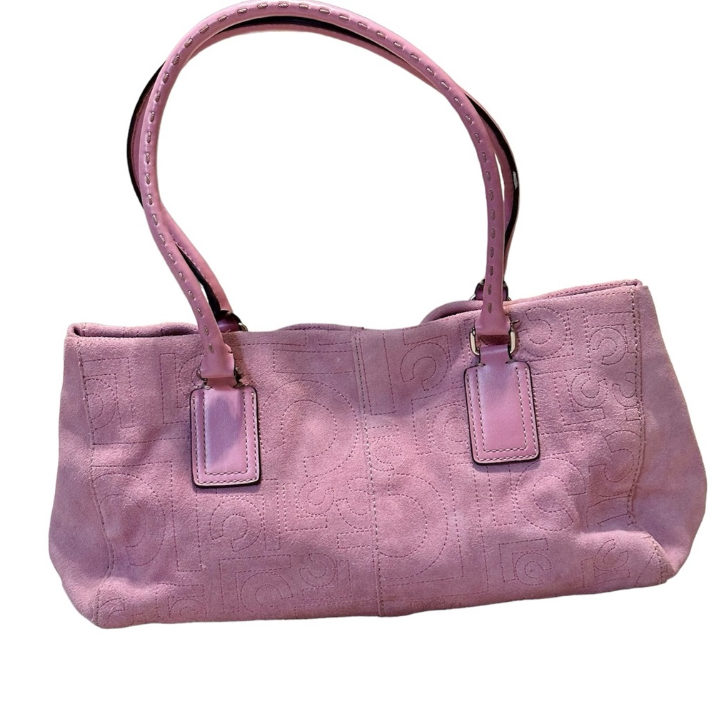 Baby Pink Suede Y2K Liz Claiborne Handbag LC Stiching